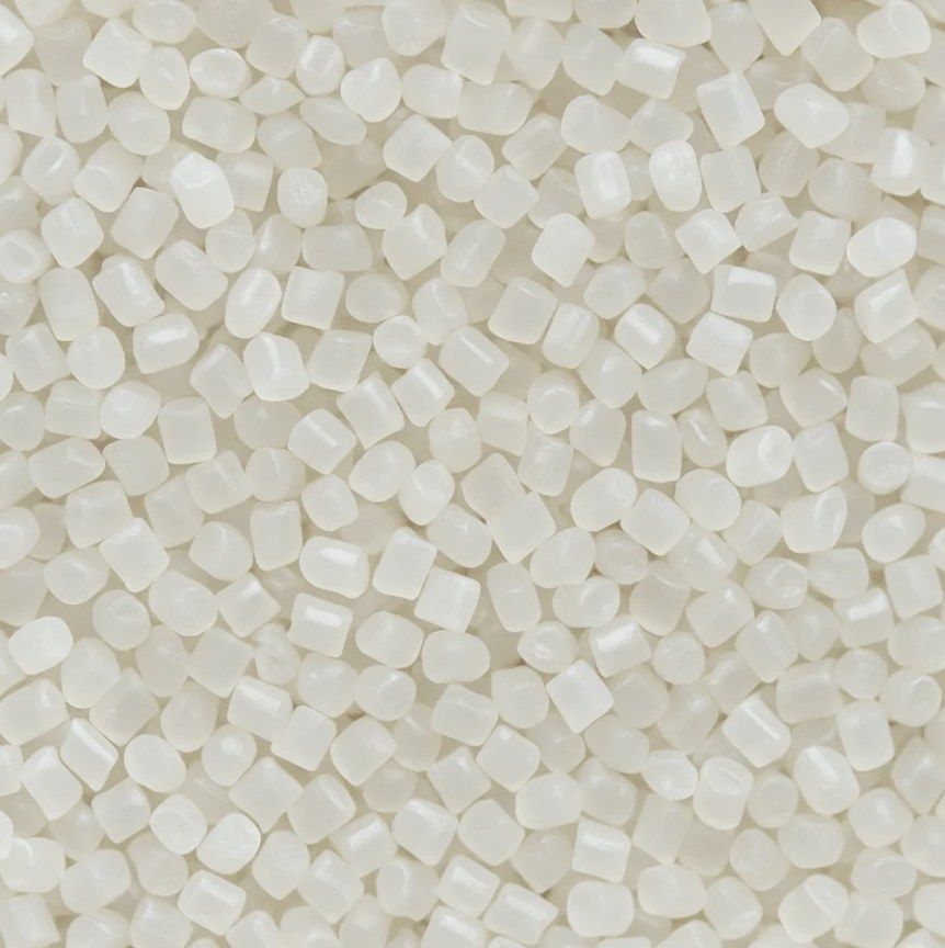 GRS-certified natural recycled resin pellets